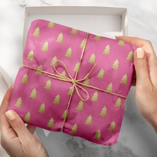 金モダン箔フェイククリスマスツリーのはっきりした色 ラッピングペーパー