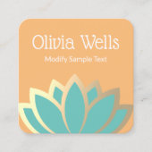 金モダン箔フェイクロータスフラワースクエアビジネス スクエア名刺 (正面)