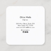 金モダン箔フェイクロータスフラワーブラック スクエア名刺 (裏面)