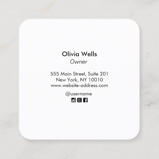 金モダン箔フェイクロータスフラワーブラック スクエア名刺 (裏面)