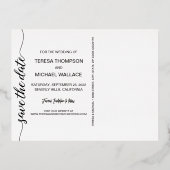 金モダン箔フォトの日付を保存結婚する 箔招待状ポストカード (裏面)