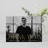 金モダン箔フォト卒業サンキューカード 箔招待状 (立ち正面)