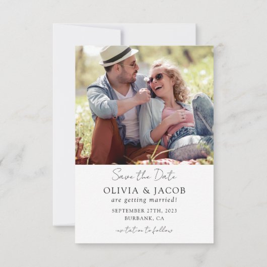 金モダン箔フレーム結婚写真 セーブザデート (裏面)