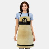 金モダン箔ブラックトレンディーアプロムモノグラム文字 エプロン (着用した状態)
