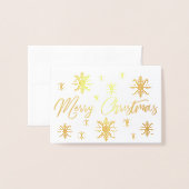 金モダン箔メリークリスマススノーフレーク写真 箔カード (封筒付き正面)