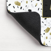 金モダン箔大理石テラゾ模様モノグラム マウスパッド (コーナー)