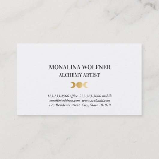 金モダン箔月相エレガントシンプルフェイク 名刺 (裏面)