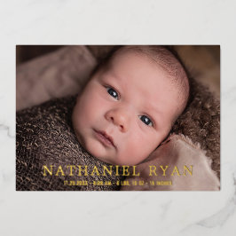 金モダン箔男の赤ちゃん写真誕生発表 箔招待状