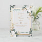 金モダン箔詳細のミニマ結婚リスト 招待状 (スタンド正面)