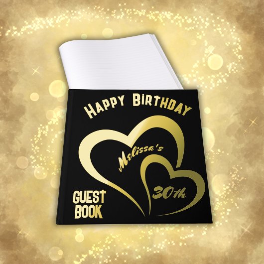 金モダン箔誕生日オンブラック – モノグラム | ゲストブック