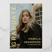 金モダン箔2写真卒業発表 箔招待状 (正面)