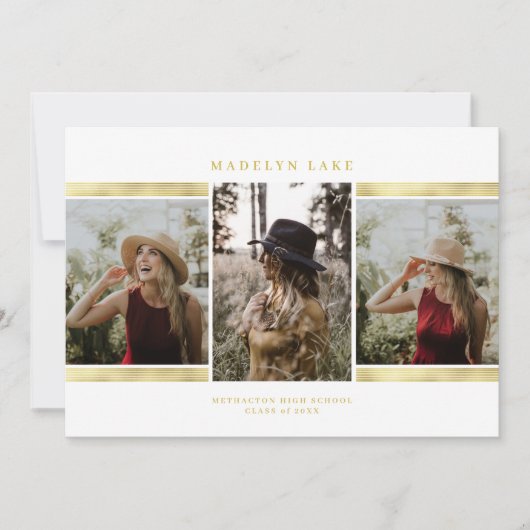 金モダン箔2023写真卒業 案内状 (正面)