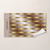 金モダン色の縦線（茶色） バスタオルセット (ハンドタオル)
