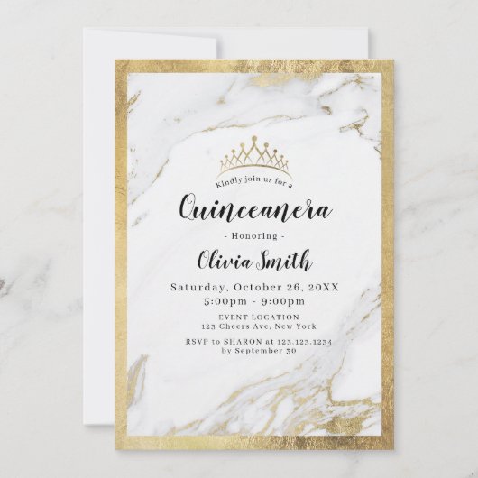 金モダン金フェイク金ゴールド大理石キンセアニェラ 招待状 (正面)