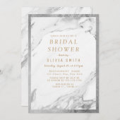 金モダン金フェイク銀大理石ブライダルシャワー 招待状 (正面/裏面)