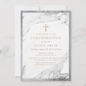 金モダン金フェイク銀大理石確認書 招待状 (正面)