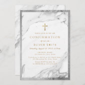 金モダン金フェイク銀大理石確認書 招待状 (正面/裏面)