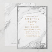 金モダン金フェイク銀大理石誕生会 招待状 (正面/裏面)