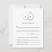 金モダン額リングや輪結婚式RSVP返信カード 出欠カード (正面)