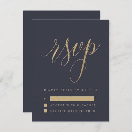 金モダン額文字で日付カードを保存 案内ポストカード (正面/裏面)