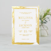 金モダン額結婚枠 箔招待状 (立ち正面)