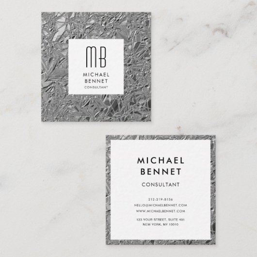 金モノグラムの属銀 スクエア名刺 (正面/裏面)