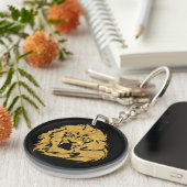 金ライオンの頭部 キーホルダー (正面右)