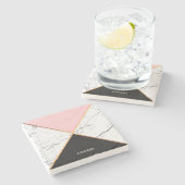 金ラインが付いている白い大理石 ストーンコースター (横)