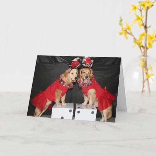 金ラスベガスのショーガールの誕生日 カード (黄色い花)