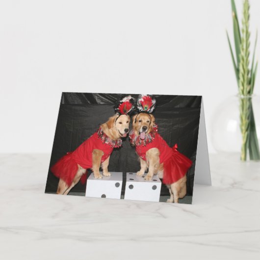 金ラスベガスのショーガールの誕生日 カード (正面)