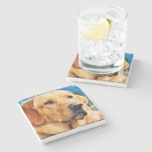 金ラブラドル・レトリーバー犬 ストーンコースター (横)