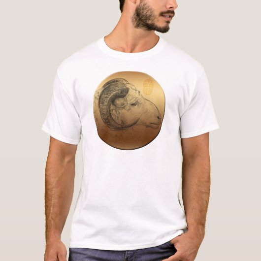 金ラム年の中国のな占星術の(占星術の)十二宮図の人Wのティー Tシャツ (正面)
