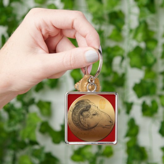 金ラム年の中国のな占星術の(占星術の)十二宮図Keychain キーホルダー