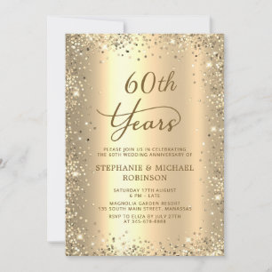 金ラメメタリック 60周年結婚記念日 招待状