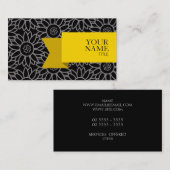 金リボンの黒く、チタニウムのヒマワリ 名刺 (正面/裏面)