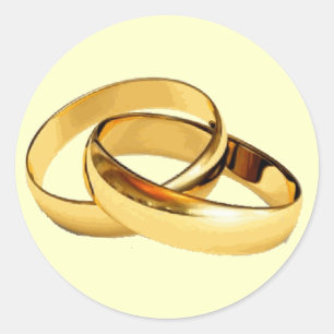金リングの結婚式招待状の封筒用シール ラウンドシール