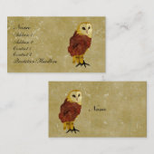 金ルビー色のフクロウの名刺かラベル 名刺 (正面/裏面)