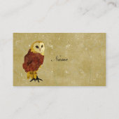 金ルビー色のフクロウの名刺かラベル 名刺 (裏面)