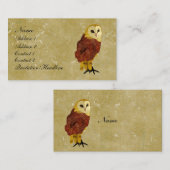 金ルビー色のフクロウの名刺かラベル 名刺 (正面/裏面)