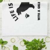 金レトリーバー犬のデザイン キッチンタオル (折り畳み)