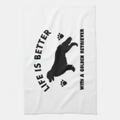 金レトリーバー犬のデザイン キッチンタオル (縦)