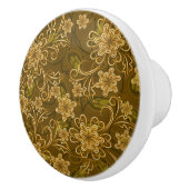 金ヴィンテージの花柄パターン セラミックノブ (右)