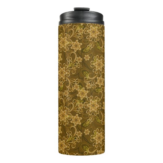 金ヴィンテージの花柄パターン タンブラー (正面)