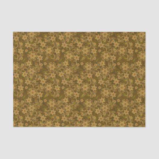 金ヴィンテージの花柄パターン 薄葉紙 (正面)