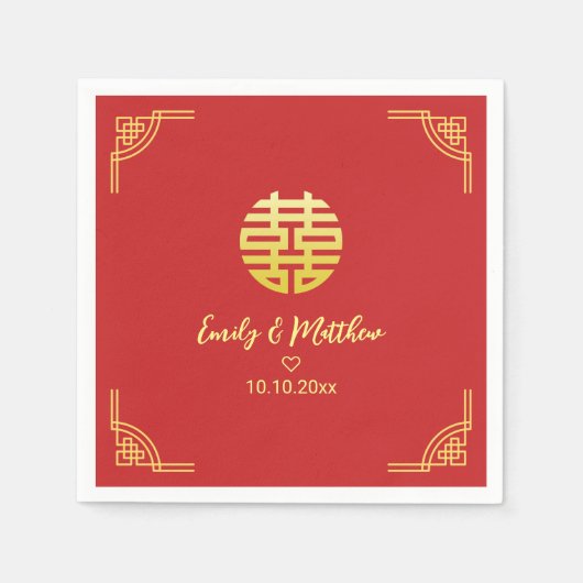 金中国の結婚額の二重十一 スタンダードカクテルナプキン (正面)