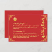 金中国の結婚額の二重西詳細 エンクロージャーカード (正面/裏面)