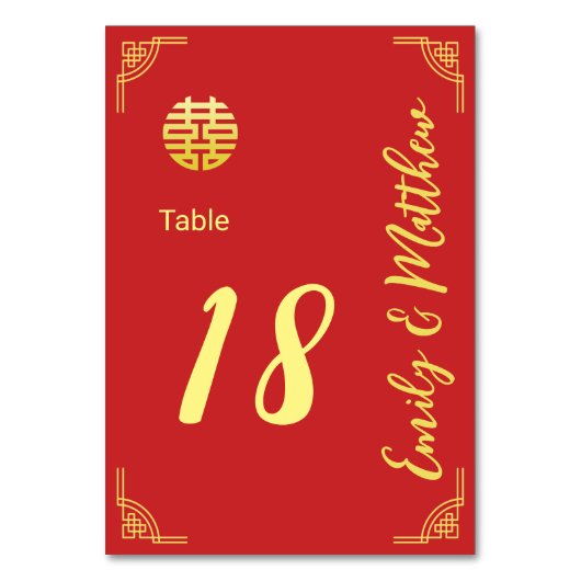 金中国の結婚額の二重西詳細 テーブルナンバー (裏面)