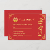 金中国の結婚額の枠の円 出欠カード (正面/裏面)