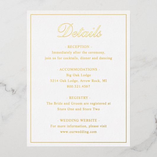 金伝統的箔の結婚エンクロージャカード 箔招待状ポストカード (正面)