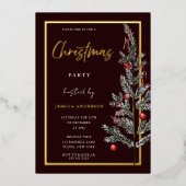 金伝統的箔クリスマスツリークリスマスパーティー 箔招待状 (正面)